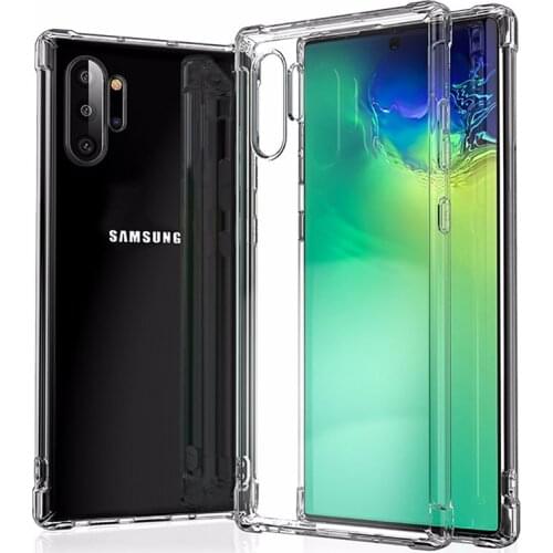 Shockproof silicone case For Samsung Note 10 Plus Note 9 8 S10 S9 S8 Plus S7edge A70 A60 A50 A40 A30 M30 TPU Transparent Cover