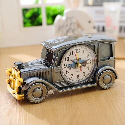 Retro Alarm Clock Classic Car Vintage Cars Shape Desk Clocks for Home Bedroom Decor for Kids Childrens Students
