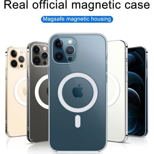 Luxury Magnectic Case On For iPhone 12 Pro Max 12 mini Case For iphone 12 Pro Magsafe Wireless Charging Transparent Back Cover