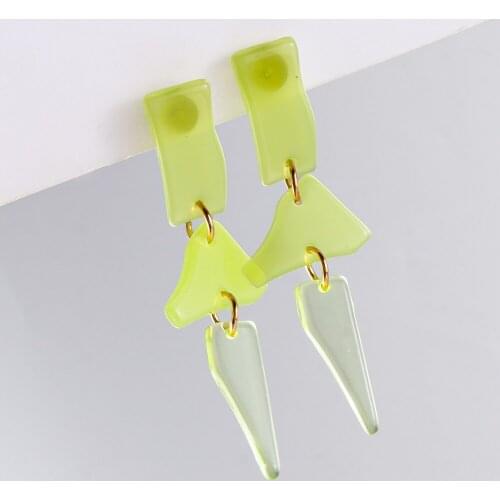 New Pattern Green Resin Earrings Geometric Pendant Fashion Jewelry Wholesale Long Statement Hanging Earring For Women 2021 Za