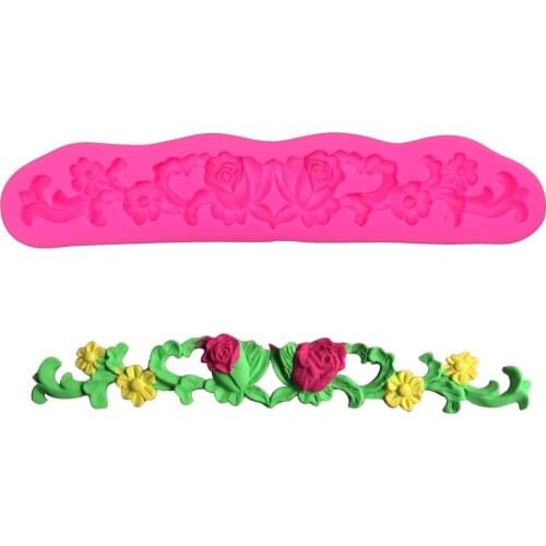 European-style embossed lace flower Shape 3D fondant cake silicone mold confeitaria chocolate jello candy Clay making tool F0261