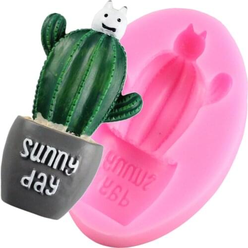 Cactus Silicone Mold Cake Border Fondant Molds Baby Birthday Cake Decorating Tools Chocolate Gumpaste Moulds Candy Clay Mould