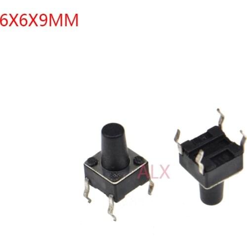 50PCS 6X6x9mm 4PIN dip TACT push button switch Micro key power tactile switches 6x6x9 6*6*9MM Light touch