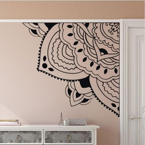 Corner Mandala Flower Vinyl Wall Sticker Door Window Decor Quarter Mandala Meditation Vinyl Wall Art Decal Female Gift AZ087