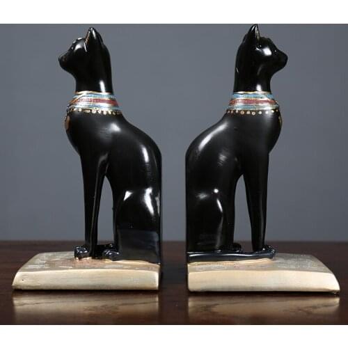 Nordic Decoration Home Egyptian Cat Home Decoration Modern Black Handmade Artwork Bookend Modern Art Elegant Office Decoration
