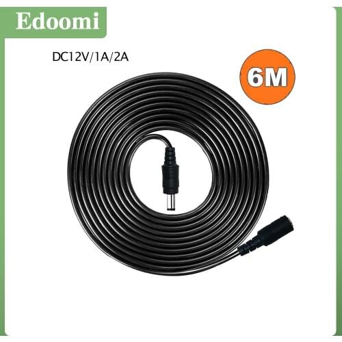 Universal 20ft 6m Extension Cable for IP Surveillance CCTV Camera Routers Exend Wire DC 9V 12V 24V 1A 2A Power Adapter