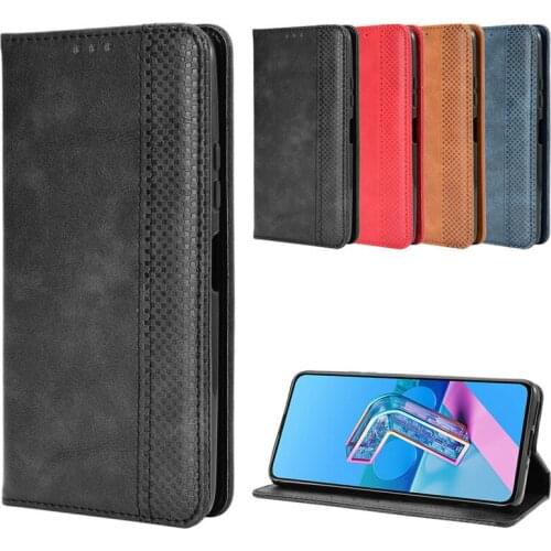 Zenfone 8 Flip Case Vintage Business Cover Stand Holder Shell Shockproof Wallet Leather Capa Smart Coque for Asus ZS672KS Para