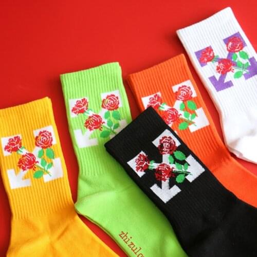 Bright Color Gunner Rose Crew Cotton Socks Shooter Marksman Arrow Arrows Street Fashion Hipster Streetwear South East West North