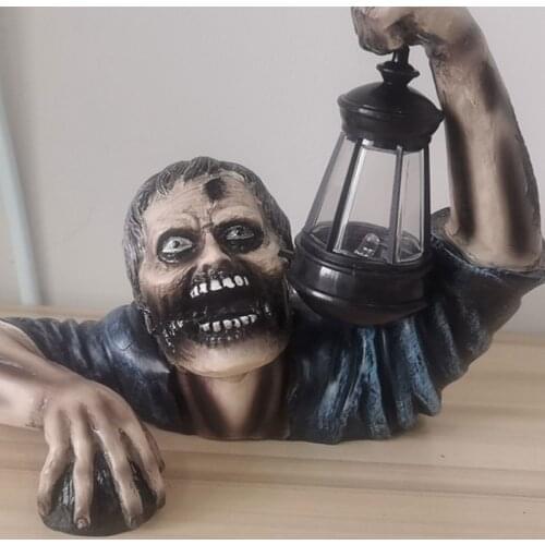 Zombie Crawling Out of Grave with Solar Led Lantern Soft Bendable Walking Dead Halloween April Fool Day More Realistic Decor