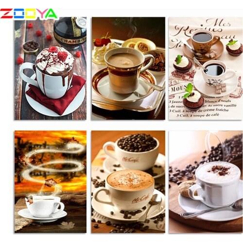 Zooya Full Drill Square Diamond Painting Cross Stitch Diy 5D Diamond Mosaic Paintings Diamond Embroidery Landscape Coffee Wk006