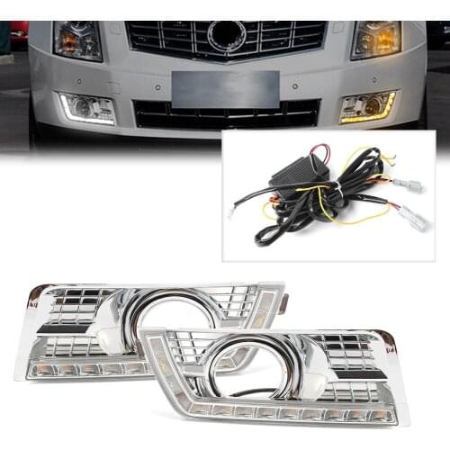 1Pair Car Front Bumper Turn Signals Lamp LED Daytime Running Fog Light DRL For Cadillac SRX 2011 2012 2013 2014