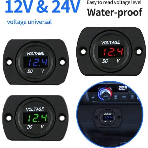 12V-24V Car Marine Motorcycle LED Digital Display Precise Voltmeter Twist and Lock Design Voltage Meter Battery Gauges
