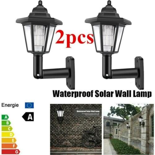 GTBL 2 x Solar Powered LED Outdoor Garden Fence Wall Lantern Light Lamp Light Sensor