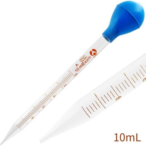 20 Pieces/lot Lab Glass 10mL Pipette Glass Dropper With Rubber Cap Graduated Pipettes Laboratory Measuring Equipment