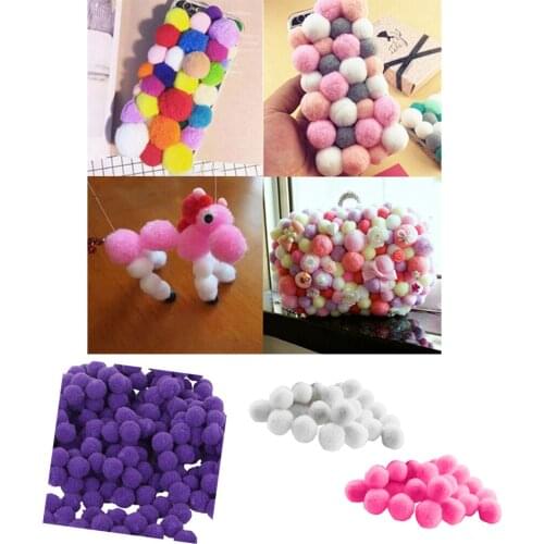 300 Pieces Vibrant Colours Fluffy Small Craft Pompoms White Pink Purple 0.7"