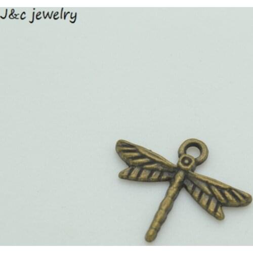 50 pcs/lot 19*16 mm Retro Charms Antique bronze Plated Alloy dragonfly Pendant Jewelry Findings D217