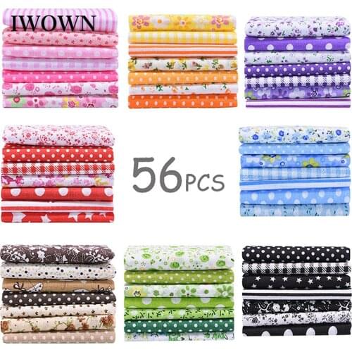 56pcs 25x25cm Squares Cotton Floral Printed Fabric for Quilting DIY Handmade Craft Scrapbooking Cloth Patchwork Sewing Supplies