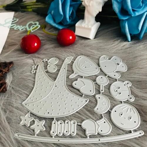 Banner Cute Baby with bear clothes Cutting Dies For Scrapbooking Stencil For Card Making B Photo Embossing Decration Diy