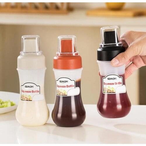 5-hole Scale Condiment Squeeze Bottles Dust-proof Cover 350ml Ketchup Mustard Mayo Hot Sauces Olive Oil Bottles Home Kitchen