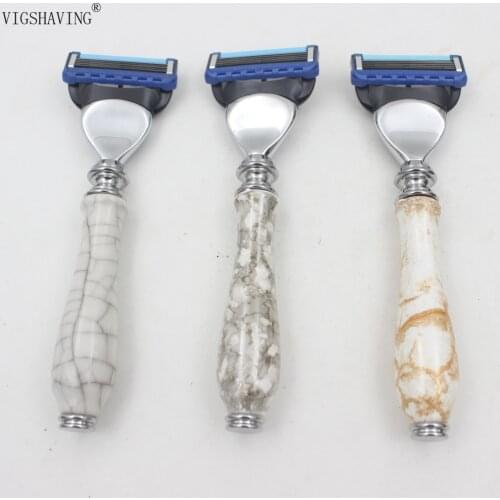VIGSHAVING Ceramics Handle shaving razor gifts for men razor shave