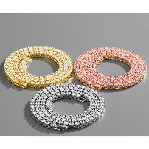 Fashion Iced Out Bracelet Necklace Men Link Tennis Chain Fashion Hip-Hop Jewelry Women 16/18/20/24/30inch Choker Chain Gift