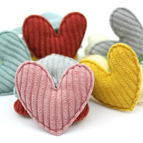 30Pcs 4.5cm Flannelette Heart shape Padded Appliques For Baby Headwear Hairpin Accessories DIY handmade Crafts wholesale