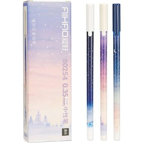 3Pcs Fantastic Galaxy Star Sky Long Handle Gel Pen Writing Signing Pen School Office Supply Student Stationery Kawaii Pen