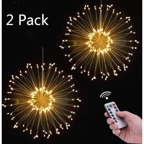 Fireworks Lights 120 LED Indoor String Lights Battery Powered Christmas Fairy Lights 8 Mode Copper Wire Lights Outdoor Garden