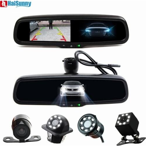 HaiSunny Rearview Mirror HD 4.3" Inch Car Interior Auto Dimming install Bracket With Night Vision Reverse Rear view camera
