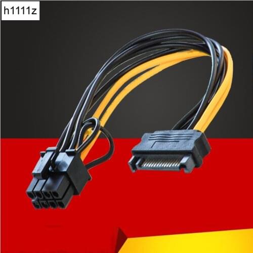 NEW Single SATA 15pin to 8pin(6+2) Powr Adapter Cable 20cm PCI-E SATA Power Supply 15-pin to 8 pin cable for BTC Miner Mining