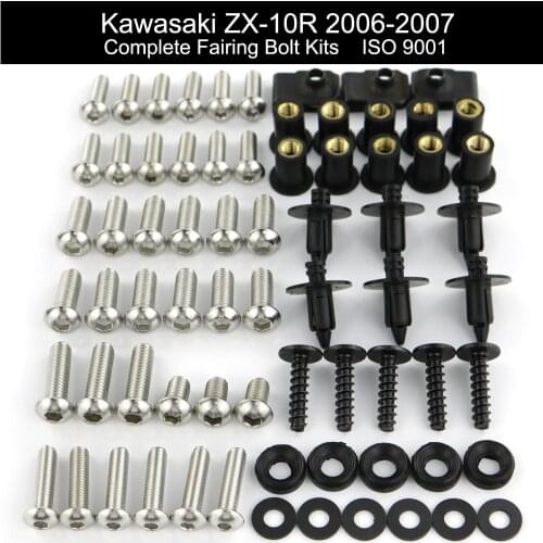 Motorcycle Stainless Steel Complete Fairing Bolts Kit Fit For Kawasaki ZX10R ZX-10R 2006 2007 Clips Body Screws Speed Nuts