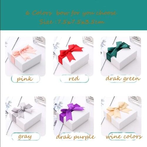 6 Colors Bow Jewelry Storage Boxes 7.5x7.5x3.5cm Square jewelry organizer box Engagement Ring For Earrings Necklace Gift Boxes
