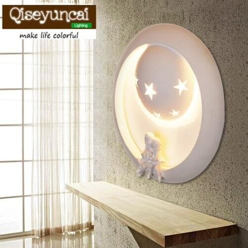 Qiseyuncai Creative cartoon art wall lamp wall of the living room children room bedroom aisle stairs corridor lamp Hotel bedside