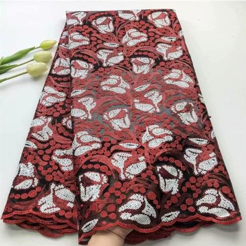 SJ Lace African Lace Fabric 2021 High Quality Sequins Ghana Lace Material For Nigerian Evening Party Sewing 2-53