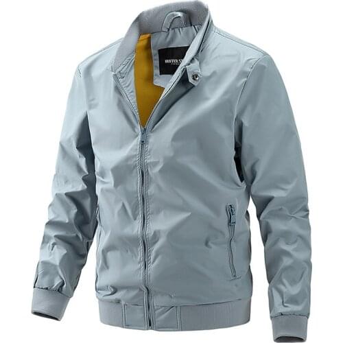 2021 Jacket Men Casual Solid Color Streetwear Men Autumn New Stand Collar Business Mens Jacket Casual Thin Baseball Jacket