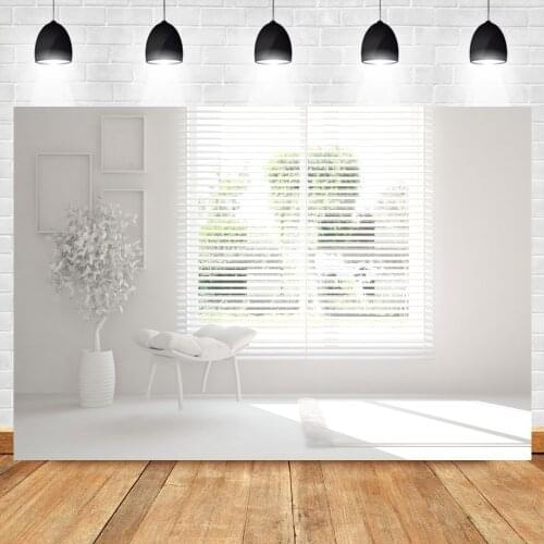 Laeacco Gray Window Shutter Screen Chic Wall Chair Sunshine Room Interior Photography Backdrops Photo Backgrounds Photo Studio