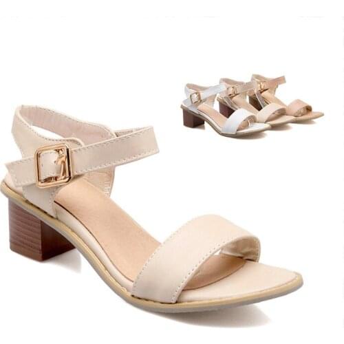 Plus Size Summer Sandals Female Open Toe Women 4.5cm Thick Heel Shoes Daily Sandals Woman Slingbacks