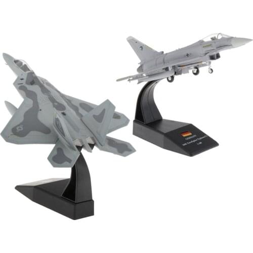 2x 1/100 F-22 Plane Fighter & EF2000 Diecast Aircraft Model Home Decorations