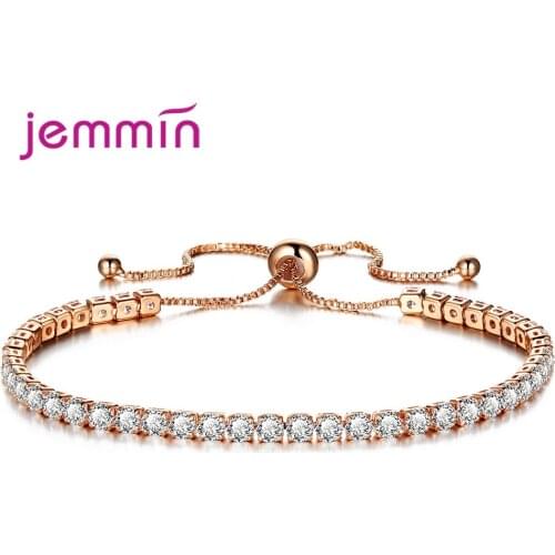 Fashion Shiny 925 Sterling Silver Bracelet Bangle Pave Full 3A+ Grade Cubic Zirconia Crystal Link Tennis Bracelet Silver Jewelry