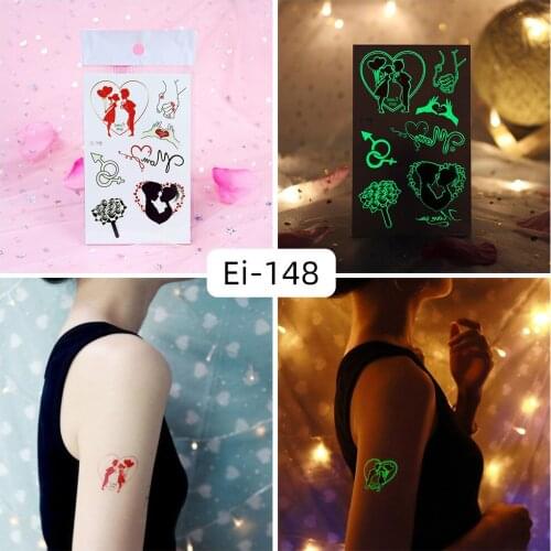 Tattoo Stickers Luminous Kids Girl Temporary Fake Tattoos Glow Paste on Face Arm Leg for Body Art Couples Love Balloon Sticker