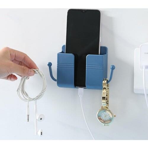 1PC Wall Charger Holder Mobile Phone Hanging Stand Mount Bracket Multifunctional Hanger Shelf Home Storage Organization Tools