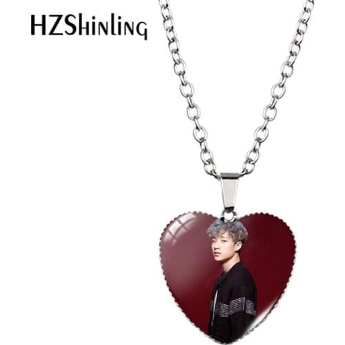 2019 New Stray Kids Heart Pendant Glass Cabochon Necklace Art Hand Craft Photo Jewelry HZ3
