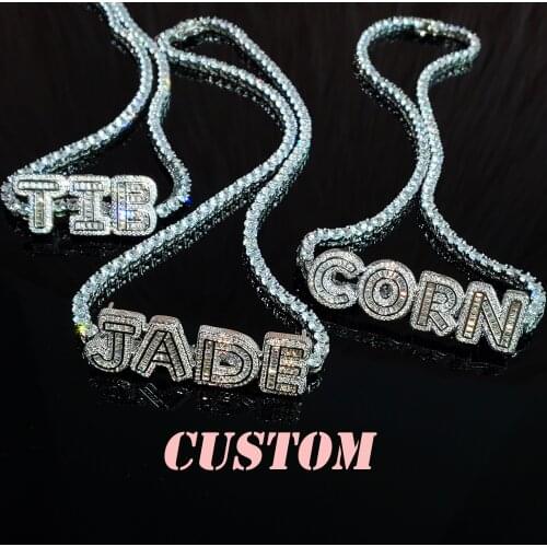 Custom Name Combined Letters Necklace Icy Tennis Chain Personalized Name Necklace Birthday Gifts for Her Hot Trendy Accessories