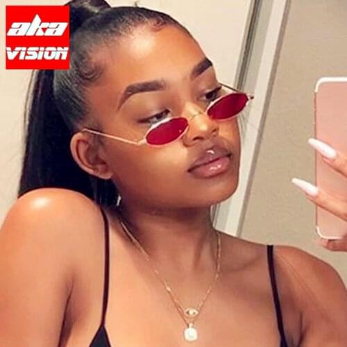AKA VISION Oval Retro Sunglasses Women 2021 Vintage Eyewear Women/Men Metal Small Women Glasses Small Frame Female Gafas De Sol