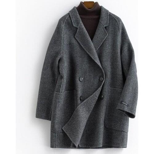 Coat Wool Women 2020 Loose Korean Style Double-sided Wool Coats Autumn Winter Female Jacket cappotto donna B18Y01010 s