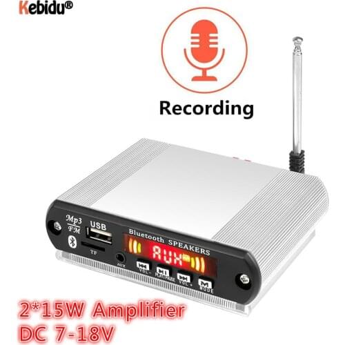 DIY Bluetooth 5.0 MP3 Decoder Board 2*15W Amplifier Radio Module USB TF FM Wireless MP3 Player with Recording Function Car Kit