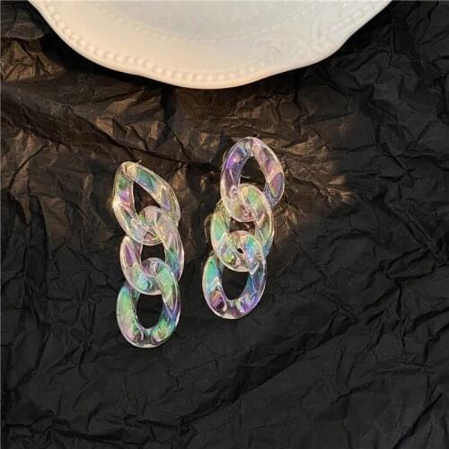 Transparent Chain Earrings For Women Geometric Dangle Trend Unusual Hanging Earrings Pendant Fashion Boho Jewelry