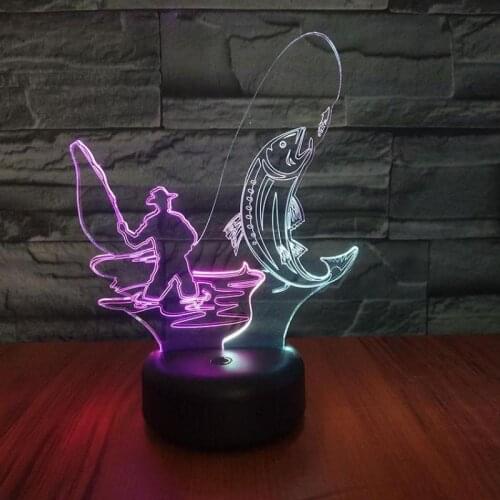 Fishing Led 3d Night Light Visual Creative Colorful Usb Led Light 7 color change Christmas decorative lights
