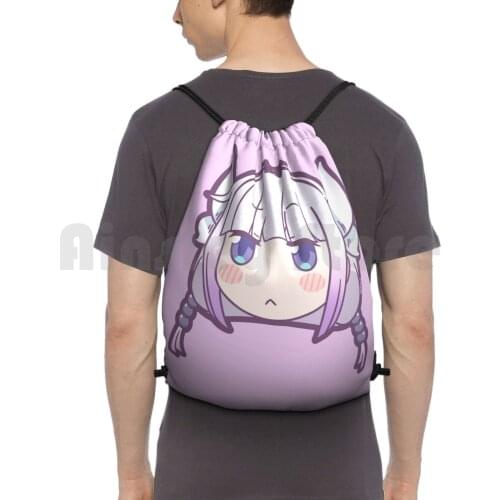 Chibi Kanna Backpack Drawstring Bag Riding Climbing Gym Bag Miss Kobayashis Dragon Maid Dragon Maid Maid Dragon Kanna Elma