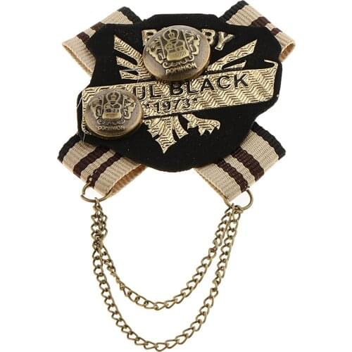 Chic ChainTassel Striped Fabric Corsage Brooch Pin Literary Clothing Decor